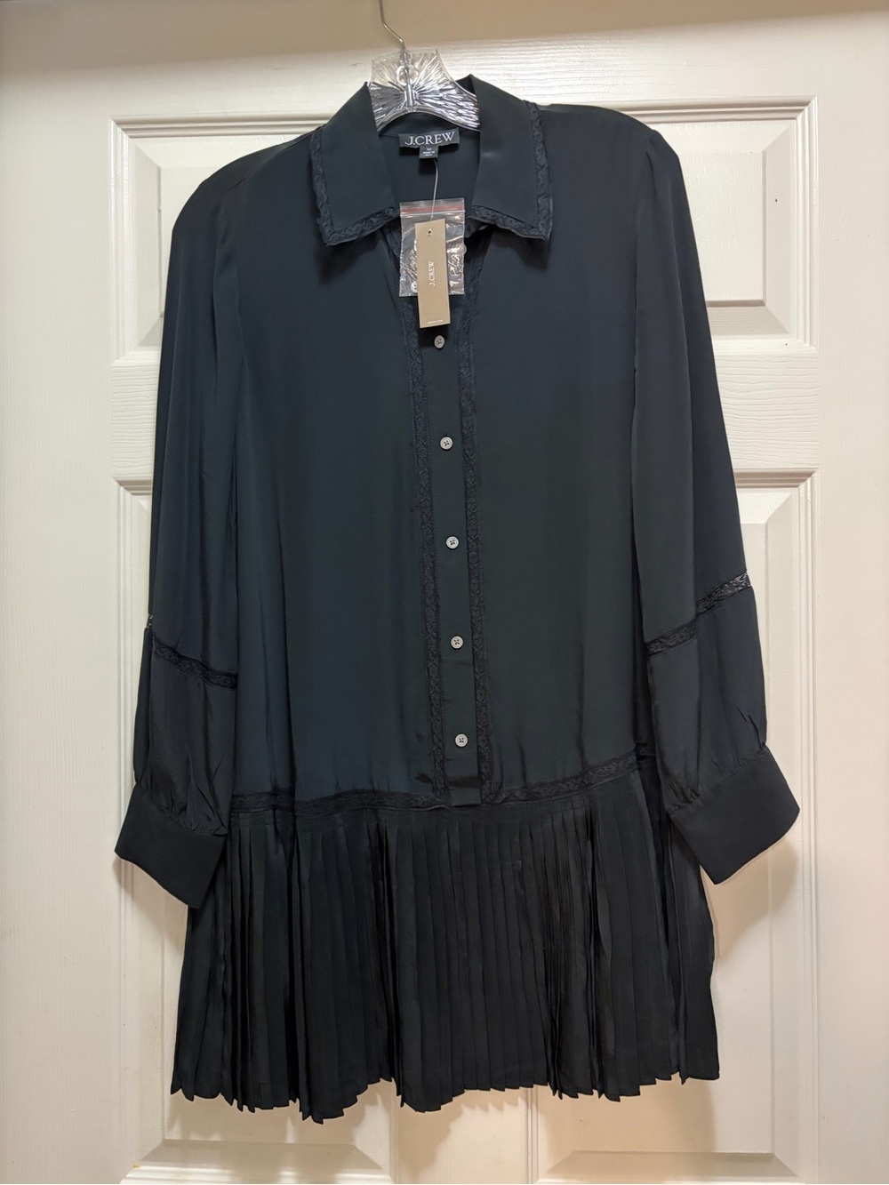 NWT J. Crew New Amelia Shirt-dress in Black Crepe de Chine - Size Small Petite